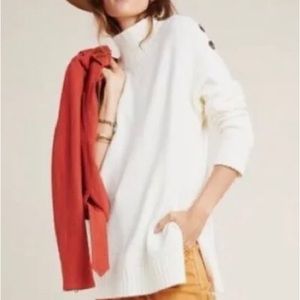 Anthropologie Cream Wide Turtleneck Pull Over Sweater